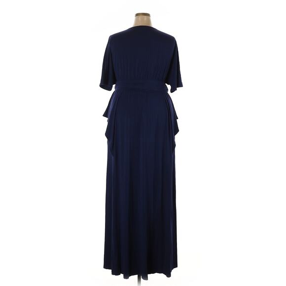 Kiyonna Dress 4X Navy Blue Indie Flair Style Gown Maxi Kimono Sleeves Draped - Picture 9 of 15